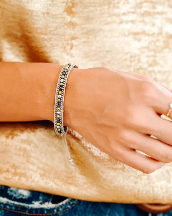 Adjustable Draw-cord Crystal Beading Bracelet