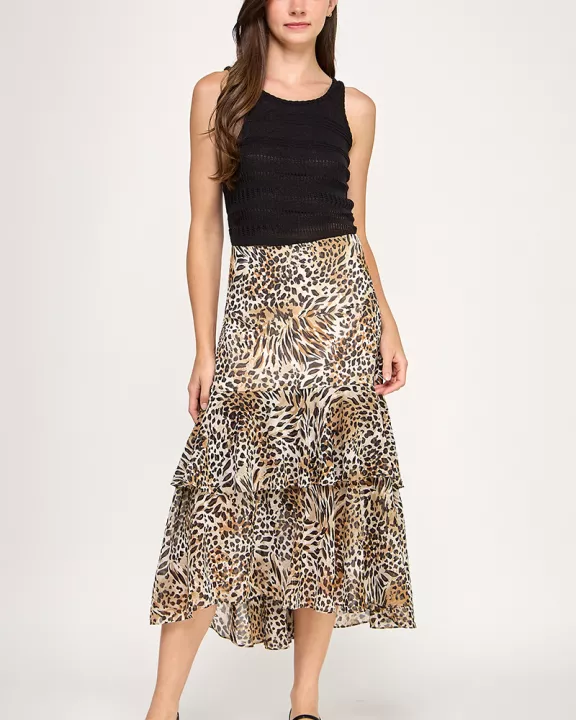 RS-4174-6 ANIMAL PRINT MAXI SKIRT-MULTI