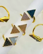 Double Triangle Druzy Ring