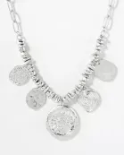 Organic-Hammered Sun And Spiral Charm Necklace