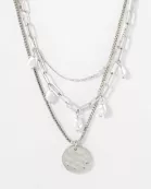 Triple Layer Hammered Disc Pendant Necklace