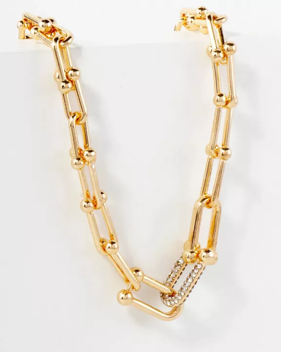 Graduated Horseshoe Chain With Crystal Necklace
