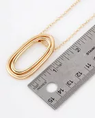 2 Tone Geometric Double Pendant Long Necklace