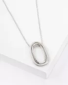 2 Tone Geometric Double Pendant Long Necklace