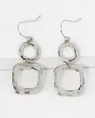Geometric Hammered Dual Tier Drop Earrings