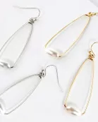 Pearl On Wire Teardrop Dangle Earrings