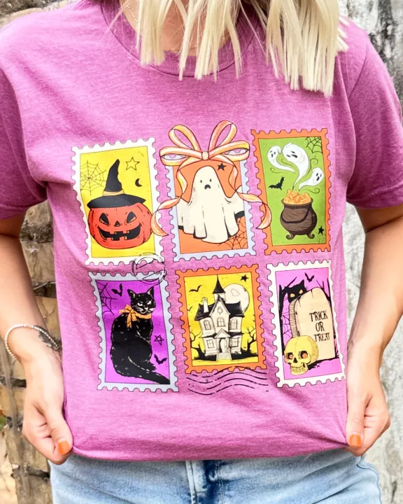 Halloween Cartoon Stamps Soft Graphic Tee