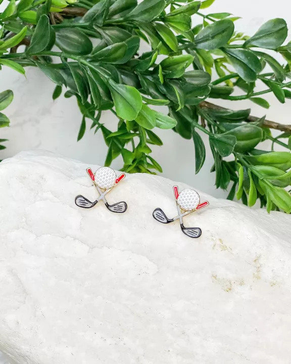 Golf Clubs Signature Enamel Stud Earrings