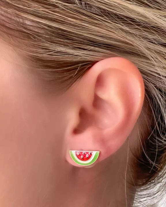 Watermelon Enamel Stud Earrings
