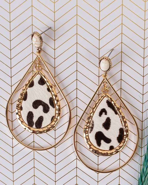 734025 - Animal Print Teardrop Earrings