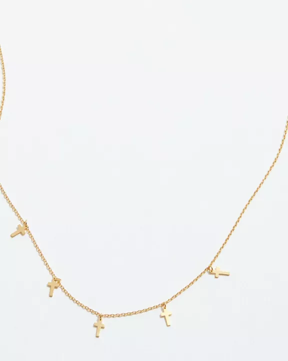 Gold Chain Necklace with Cross Charms