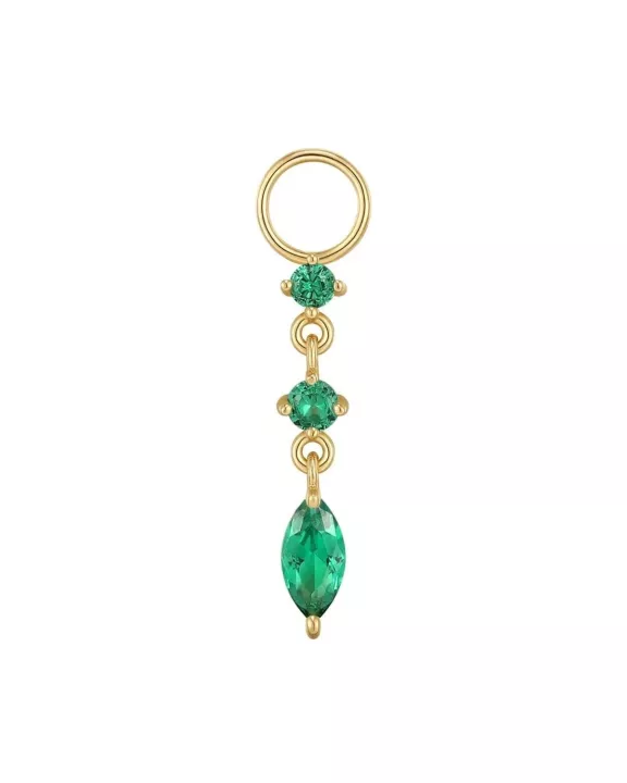 Mini Emerald CZ Teardrop Hoop Charm