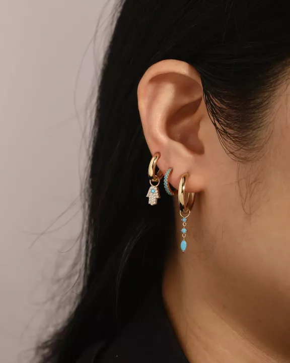 Mini Turquoise Teardrop Hoop Charm