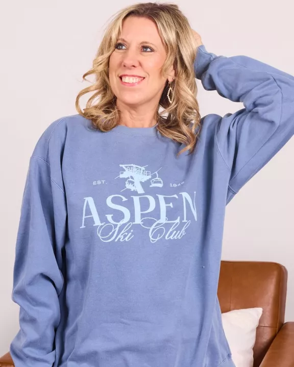 Aspen Ski Club Comfort Colors Wholesale Crew Sweatshirt - Fast Shipping