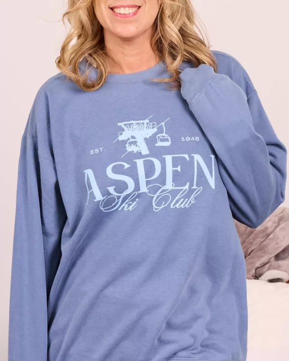 Aspen Ski Club Comfort Colors Wholesale Crew Sweatshirt - Fast Shipping
