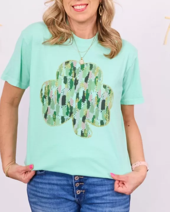 Brush Stroke Shamrock Wholesale Comfort Color Tee - Quick Shipping