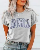 America Blue Varsity Bella Graphic Tee - Quick Shipping