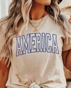 America Blue Varsity Bella Graphic Tee - Quick Shipping