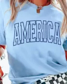 America Blue Varsity Bella Graphic Tee - Quick Shipping