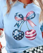 American Flag Cherries Bella Graphic Tee - Fast Shipping