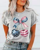 American Flag Cherries Bella Graphic Tee - Fast Shipping