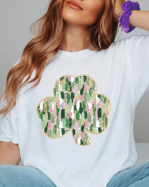 Brush Stroke Shamrock Wholesale Comfort Color Tee - Quick Shipping