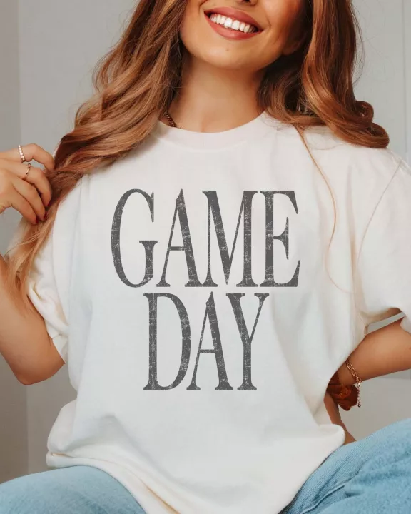 Game Day Vintage Black Wholesale Comfort Color Tee - Quick Shipping