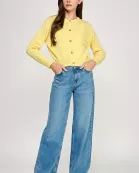 RT-4106-6 KNITTED CARDIGAN WITH BOW DETAIL BUTTONS-BABY YELLOW