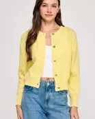 RT-4106-6 KNITTED CARDIGAN WITH BOW DETAIL BUTTONS-BABY YELLOW