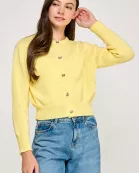 RT-4106-6 KNITTED CARDIGAN WITH BOW DETAIL BUTTONS-BABY YELLOW