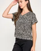 TT-10600-6 LEOPARD V NECK TEE-LEOPARD