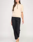 RT-4180-6 SCALLOP TRIM T-SHIRT-CREAM