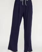 TP-10338-6 CONTRAST WAISTBAND PANTS-NAVY CREAM