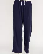 TP-10338-6 CONTRAST WAISTBAND PANTS-NAVY CREAM