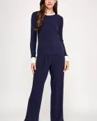 TT-10336-6 LONG SLEEVE TOP WITH CONTRAST COLLAR-NAVY CREAM