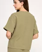 RT-4159-6 ROLLED CUFF OVERSIZED SWEATSHIRT-TEE-OLIVE
