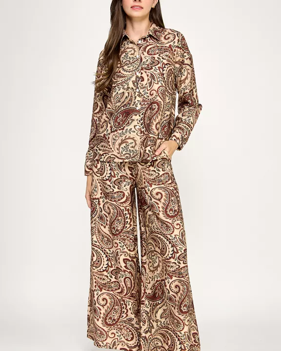 KP-1832-6 PAISLEY WIDE LEG PANTS-MULTI