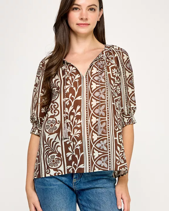 RT-4213-6 SHORT SLEEVE PEASANT BLOUSE