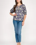 RT-4209-6 SHORT SLEEVE FLORAL BLOUSE