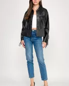 RJ-4138-6 PLEATHER FRINGE JACKET BLACK