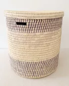 19.5" Lidded Palm Basket- Lavender