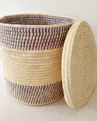 19.5" Lidded Palm Basket- Lavender