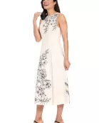 MIDI WIDE NK SLVS PLACEMENT  PRINT DRESS