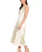 MIDI WIDE NK SLVS PLACEMENT  PRINT DRESS