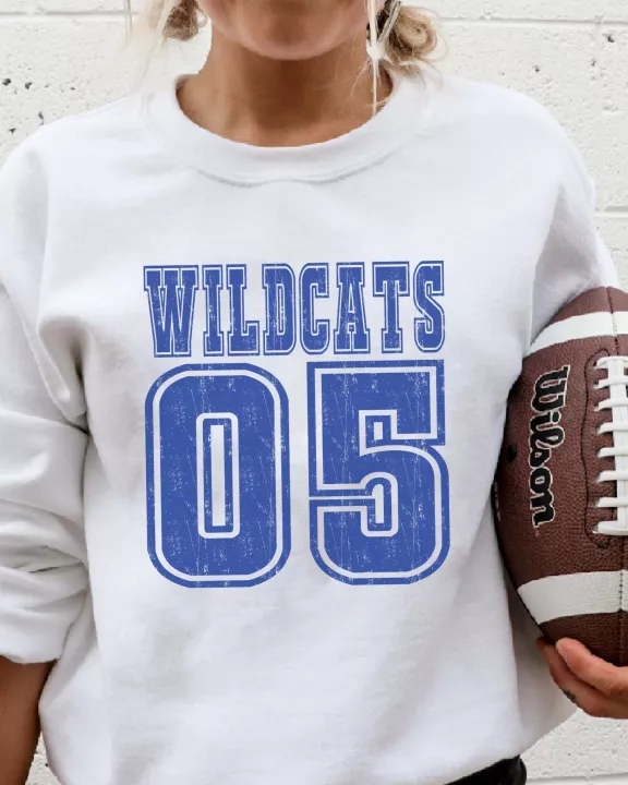 Bold Athletic Distressed Team & Number Wholesale Graphic Sweatshirt - Fast TAT