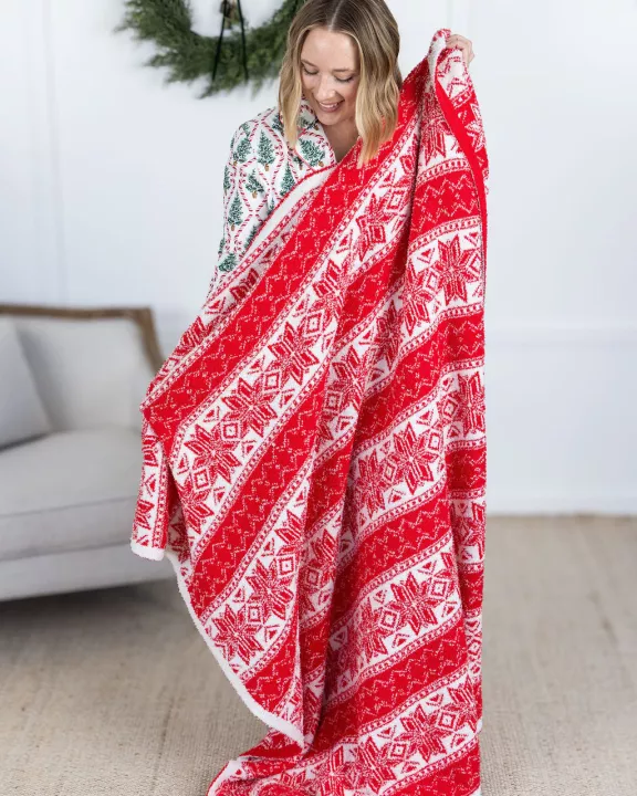 PREBOOK Plush and Fuzzy Blanket - Red Holiday
