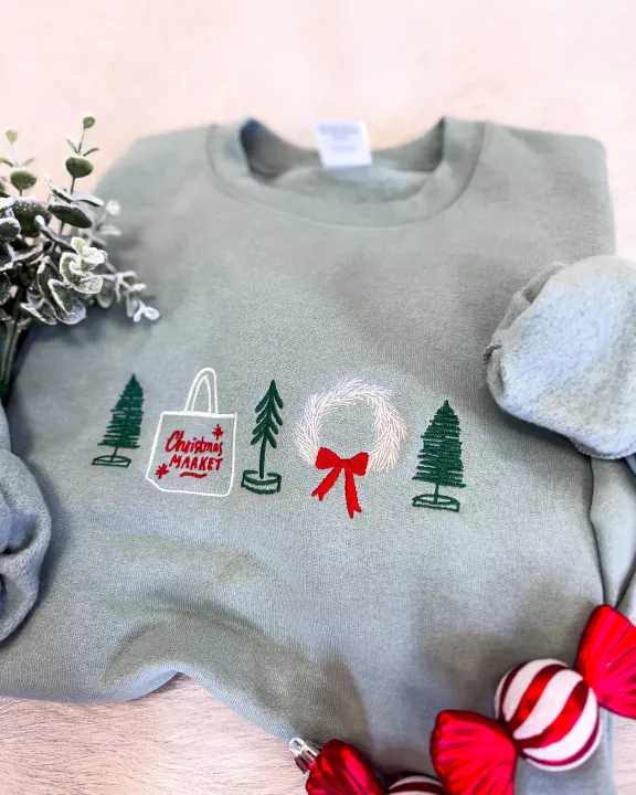 Christmas Market Embroidered Sweatshirt