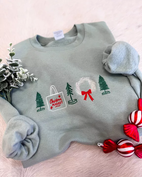 Christmas Market Embroidered Sweatshirt
