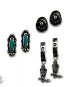 Western boot theme hoop and post earring set