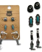 Western boot theme hoop and post earring set